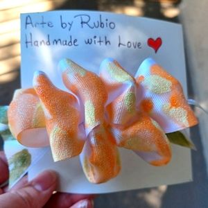 Hair Bow holder for Girls Handmade color Orange